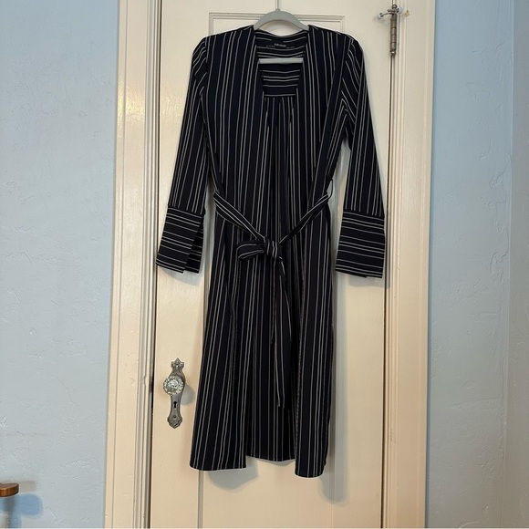 Zara Basics Kimono Longline Cardigan Striped Black & White Long Sleeve Size S - Picture 2 of 9